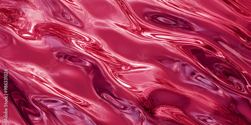 red metallic liquid texture. abstract background in the form of liquid shiny metal. glossy chrome texture. 3D rendering