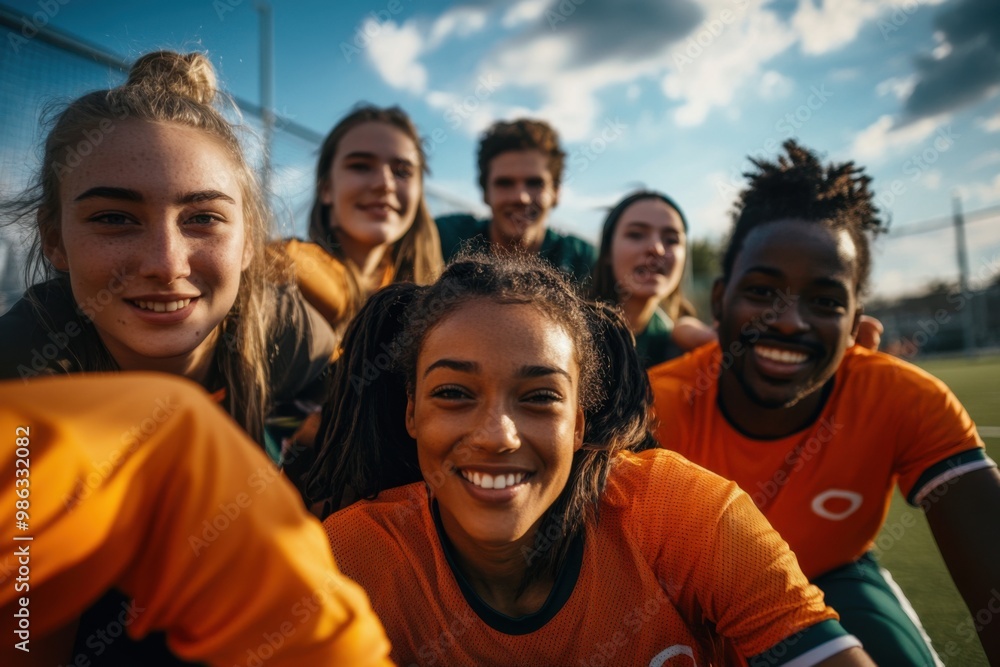 An inclusive sports team with members of different genders, races, and abilities working together on the field, emphasizing the power of unity in diversity An inclusive sports team with members of different genders, races, and abilities working together on the field, emphasizing the power of unity in diversity