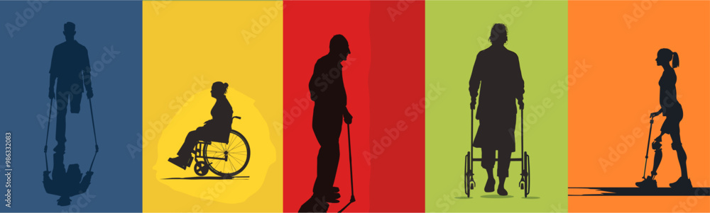 Collage silhouette of a father and son moments over colorful background. Father's Day concept Collage silhouette of a father and son moments over colorful background. Father's Day concept