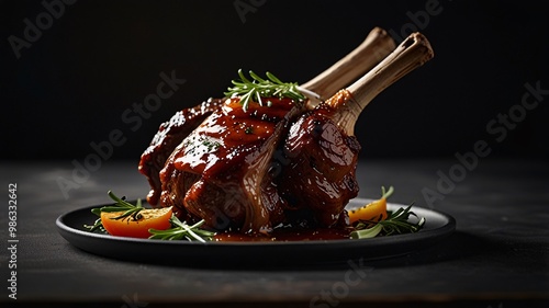 Grilled lamb shank food hot juicy delicious restaurant