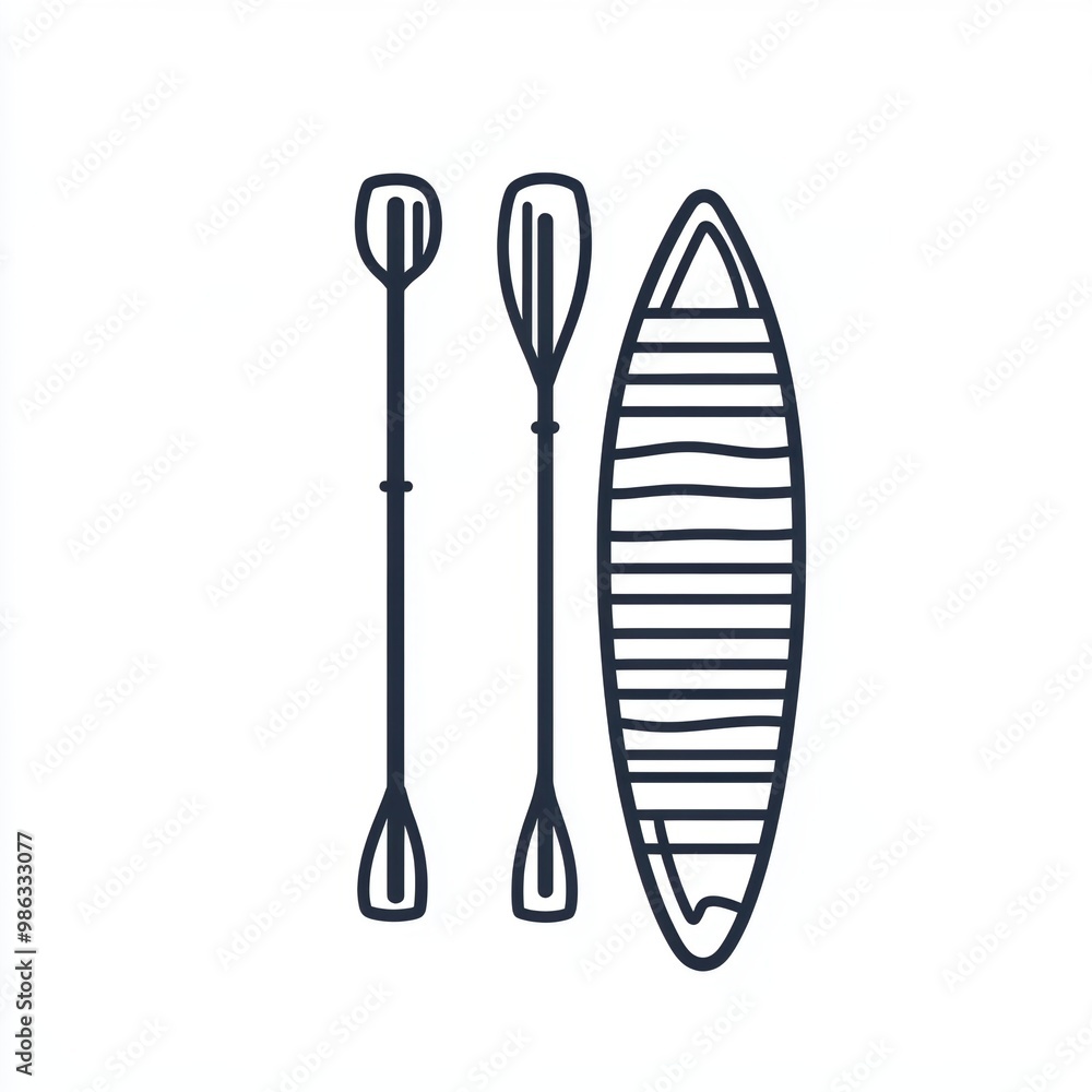Vector illustration drawing of paddleboard with paddle Vector illustration drawing of paddleboard with paddle