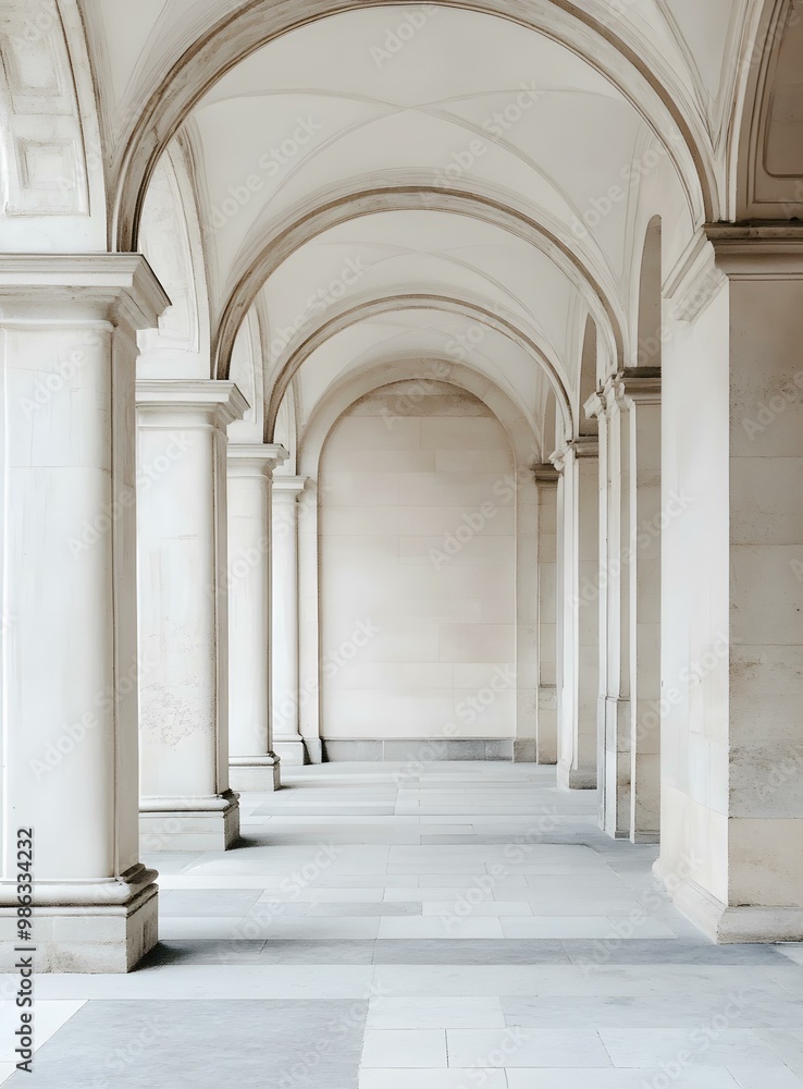 Fototapeta premium White Columns and Arched Ceiling in a Building