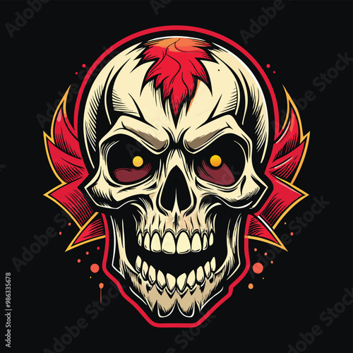 skull t shirt design with quotes vector illustration 