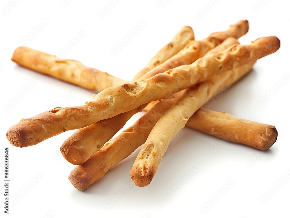 Breadsticks with sesame seeds isolated on a white background. Breadsticks with sesame seeds isolated on a white background.