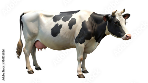 white and black cow on transparency background PNG