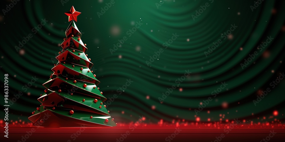 Christmas 3D banner over green background with copy space Christmas 3D banner over green background with copy space