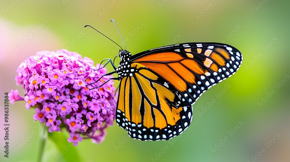 Obraz premium Monarch Butterfly Migration Faces Habitat Loss, A striking illustration of the challenges confronting monarch butterflies during their migration journey.