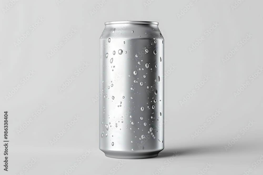 Aluminum can with water drops on grey background. Aluminum can with water drops on grey background.