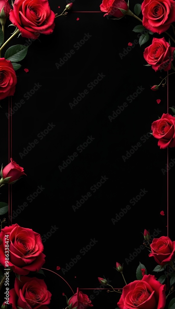 Bold red roses on elegant black backdrop Perfect for Valentines Day Bold red roses on elegant black backdrop Perfect for Valentines Day