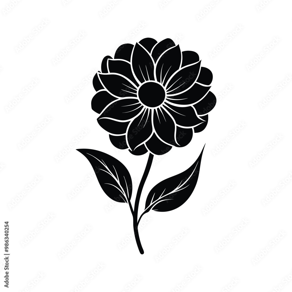 Elegant flower black silhouette vector perfect for nature-inspired prints, and designs. Elegant flower black silhouette vector perfect for nature-inspired prints, and designs.