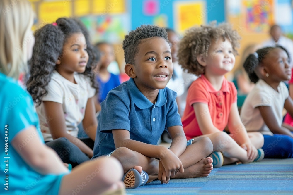Smiling Children in Classroom Setting Smiling Children in Classroom Setting