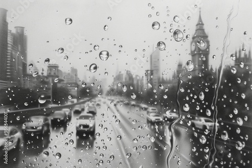 Rainy City Through a Window