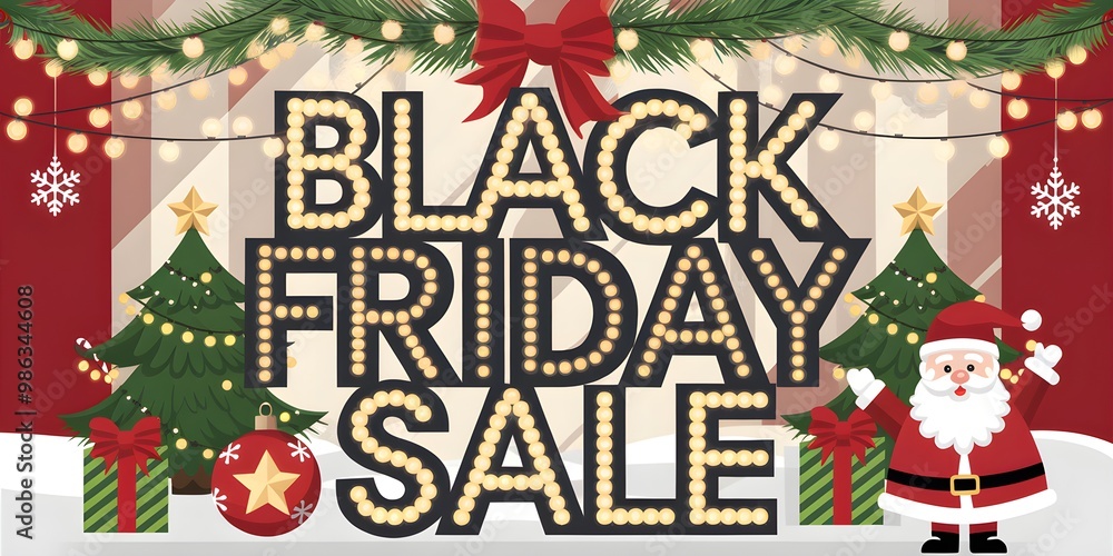 A Christmas themed sign for a Black Friday sale A Christmas themed sign for a Black Friday sale
