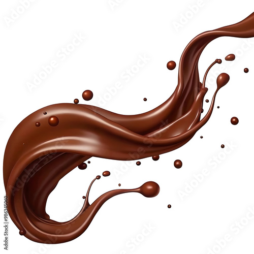 Hot chocolate splash in spiral shape with clipping path,3d rendering.