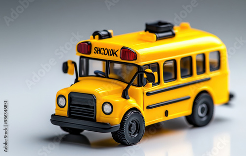 Yellow School Bus Toy Isolated on White Background