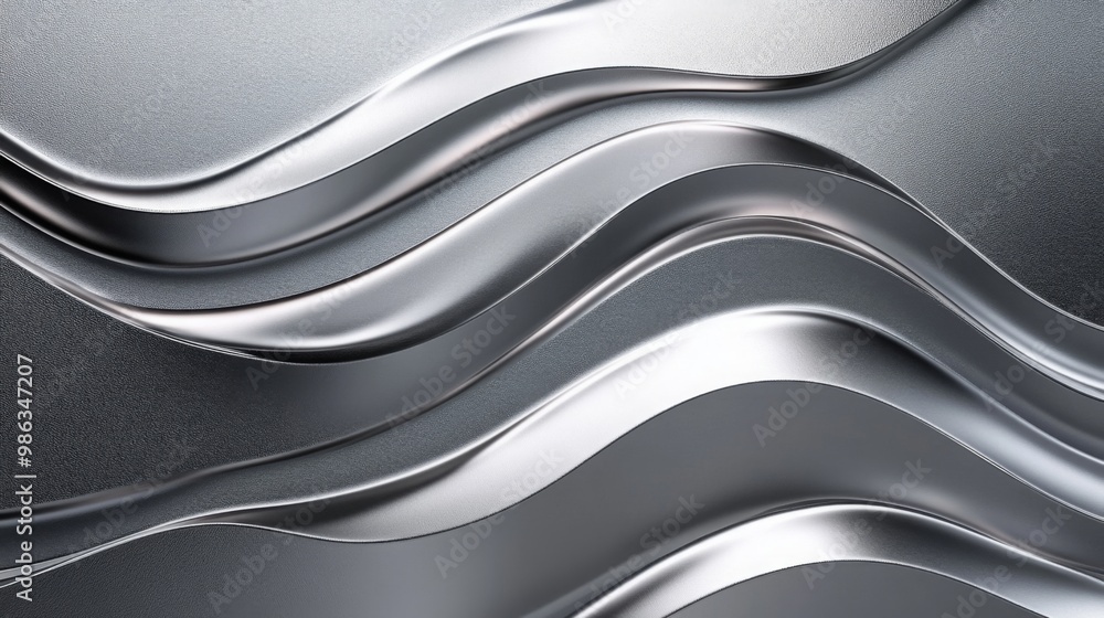 Abstract metallic texture with smooth wave designs in brushed steel and silver background Abstract metallic texture with smooth wave designs in brushed steel and silver background