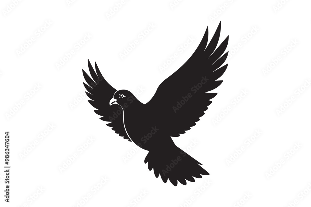 Fototapeta premium Rock Pigeon silhouette vector illustration, Rock Pigeon silhouette vector, Rock Pigeon PNG.