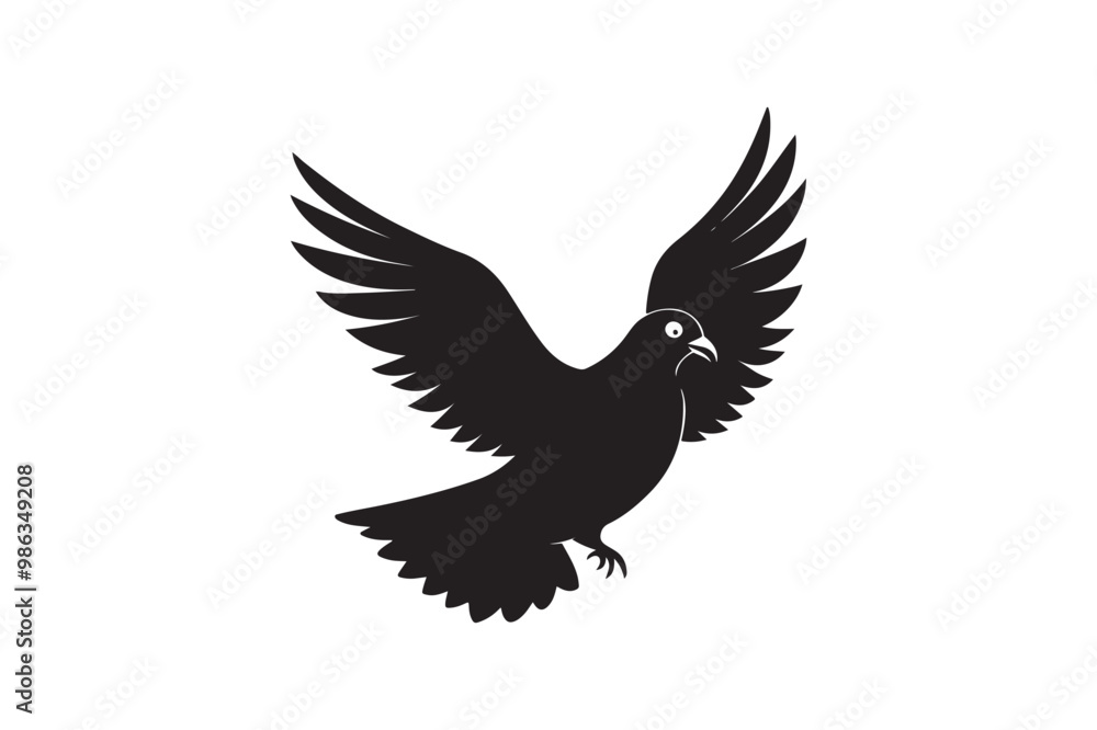 Rock Pigeon silhouette vector illustration, Rock Pigeon silhouette vector, Rock Pigeon PNG.
