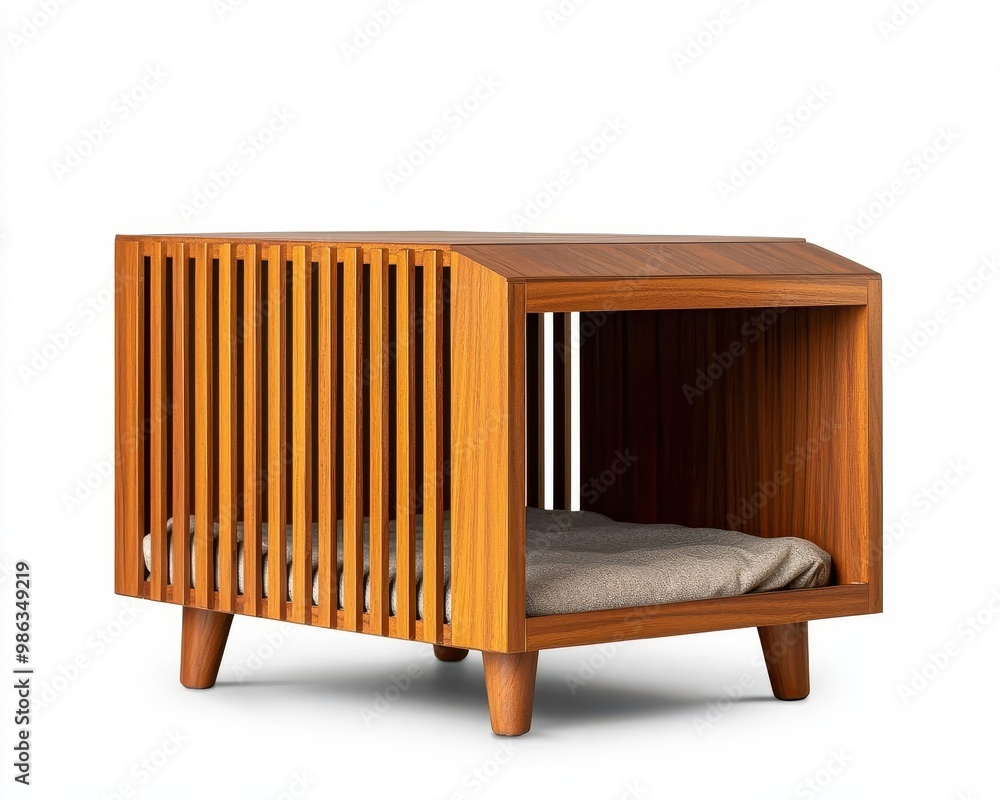 Luxury dog kennel with padded bedding, sleek wooden panels, and an insulated roof for comfort, comfortable doghouse, modern dog design Luxury dog kennel with padded bedding, sleek wooden panels, and an insulated roof for comfort, comfortable doghouse, modern dog design