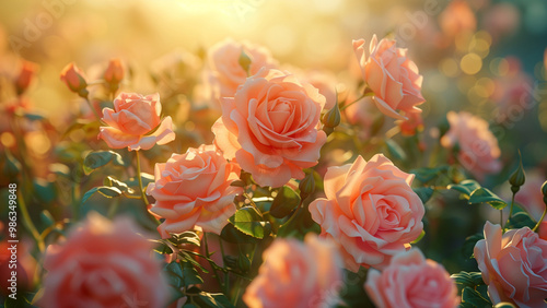 Wallpaper Mural Elegant rose garden in bloom bathed in morning light Torontodigital.ca