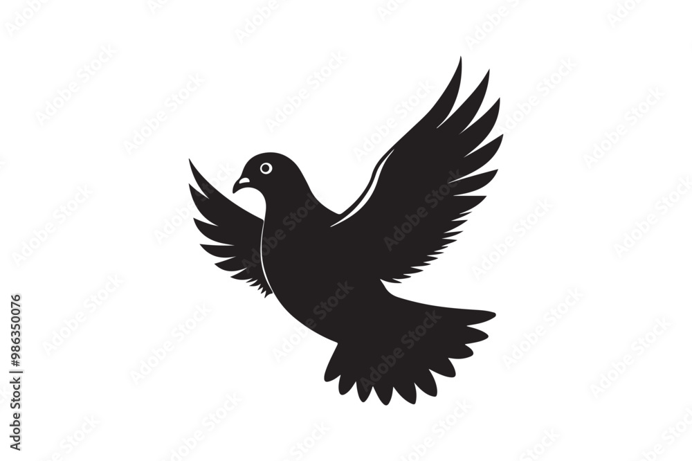 Fototapeta premium Rock Pigeon silhouette vector illustration, Rock Pigeon silhouette vector, Rock Pigeon PNG.