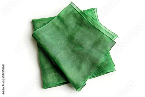 Green kitchen cloth isolated on white background.