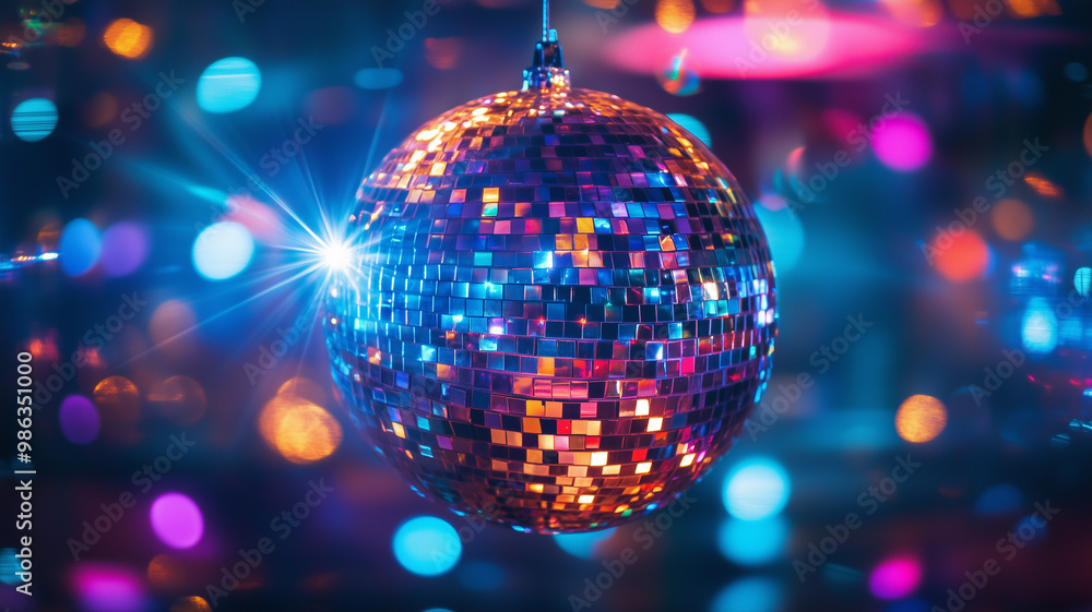 A dazzling disco ball sphere reflecting vibrant, multicolored lights in a lively party setting. Ai generated A dazzling disco ball sphere reflecting vibrant, multicolored lights in a lively party setting. Ai generated