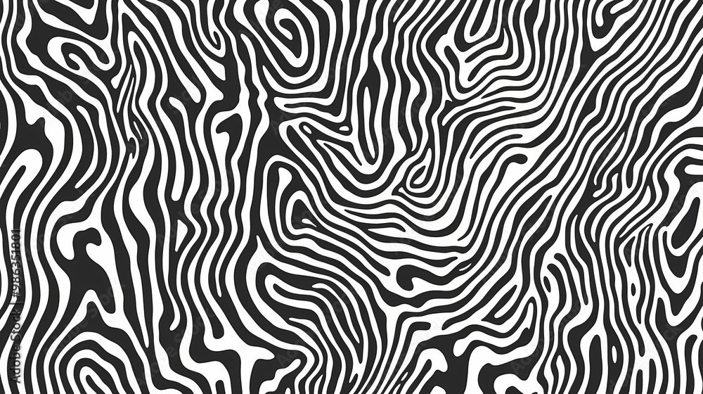 Abstract black and white wave squiggle doodle fingerprint style maze pattern background banner. Optical Illusion. Illustration Abstract black and white wave squiggle doodle fingerprint style maze pattern background banner. Optical Illusion. Illustration