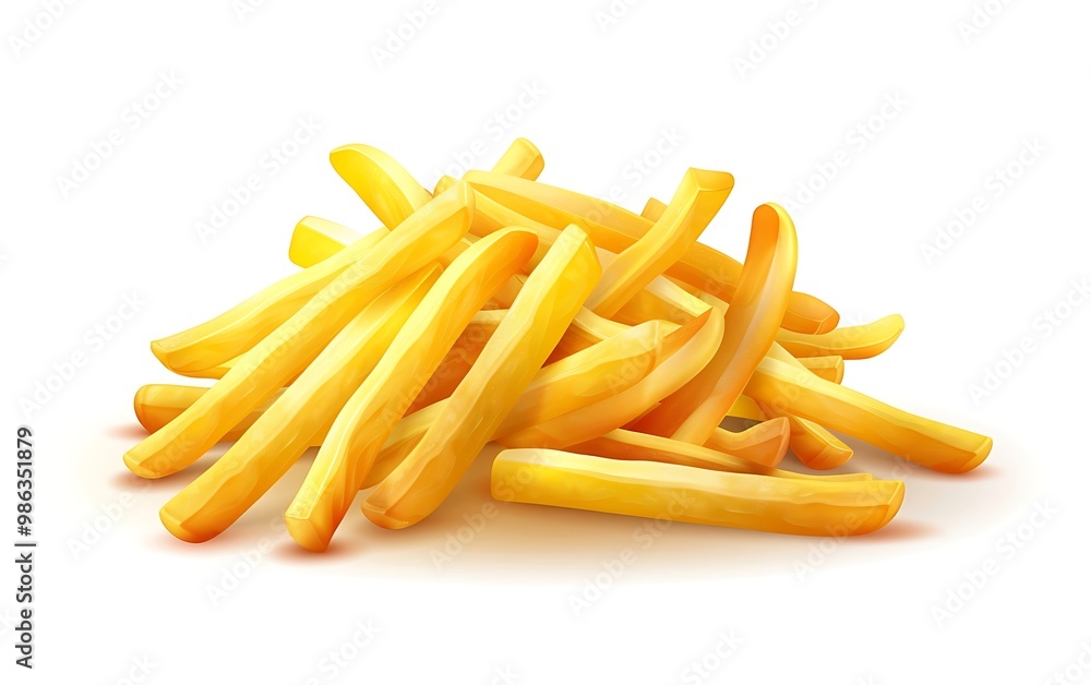 Fried potato slices isolated on white background.