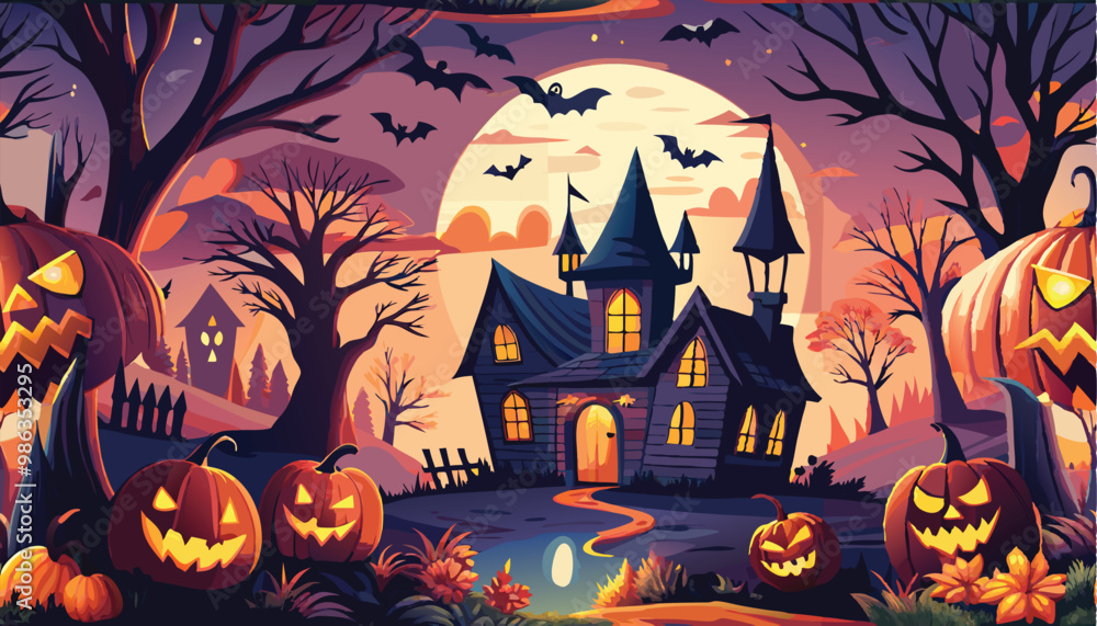 halloween background with castle halloween background with castle