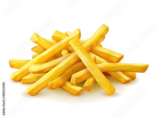 Fried potato slices isolated on white background.