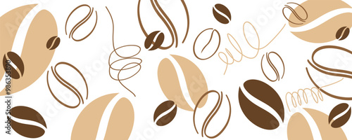 Abstract coffee bean theme banner template line design.