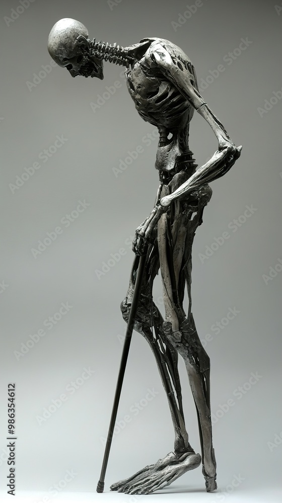 Detailed Metal Sculpture of a Human Skeleton Detailed Metal Sculpture of a Human Skeleton