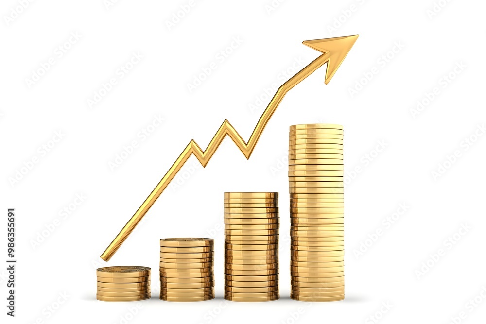 Stacked Gold Coins with Upward Arrow Symbolizing Financial Growth and Investment Success Stacked Gold Coins with Upward Arrow Symbolizing Financial Growth and Investment Success