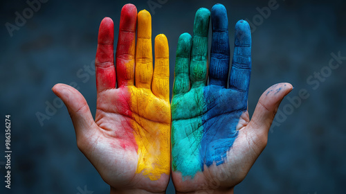 hand painted with rainbow color, inclusive culture, respect and equity and empowering communities