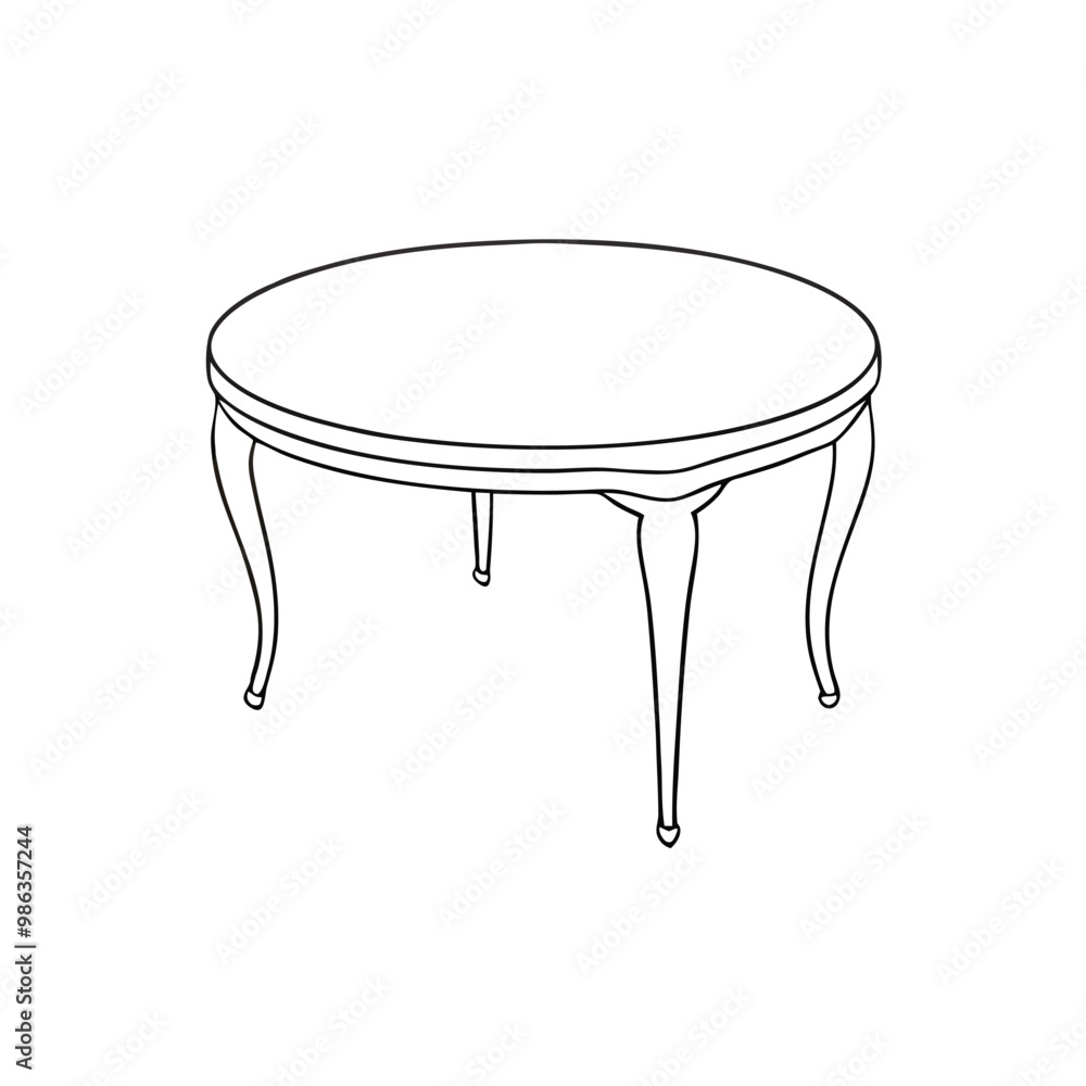 a Round Tea Table , outline vector, on a white background, a Round Tea Table , outline vector, on a white background,