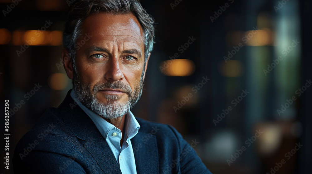 A man in a suit stares intensely into the camera. A man in a suit stares intensely into the camera.