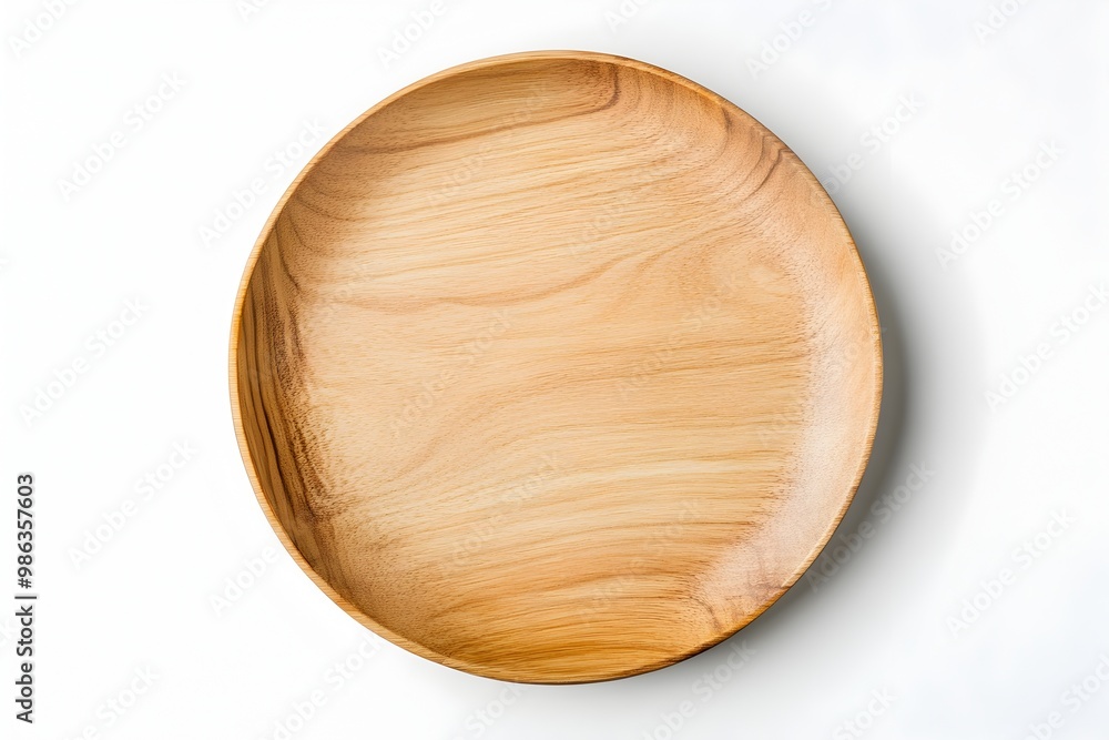 Wooden Plate or Bowl on Plain Background for Culinary or Cooking Concept Wooden Plate or Bowl on Plain Background for Culinary or Cooking Concept