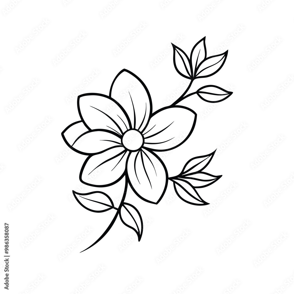 a simple flower , outline vector, on a white background, a simple flower , outline vector, on a white background,