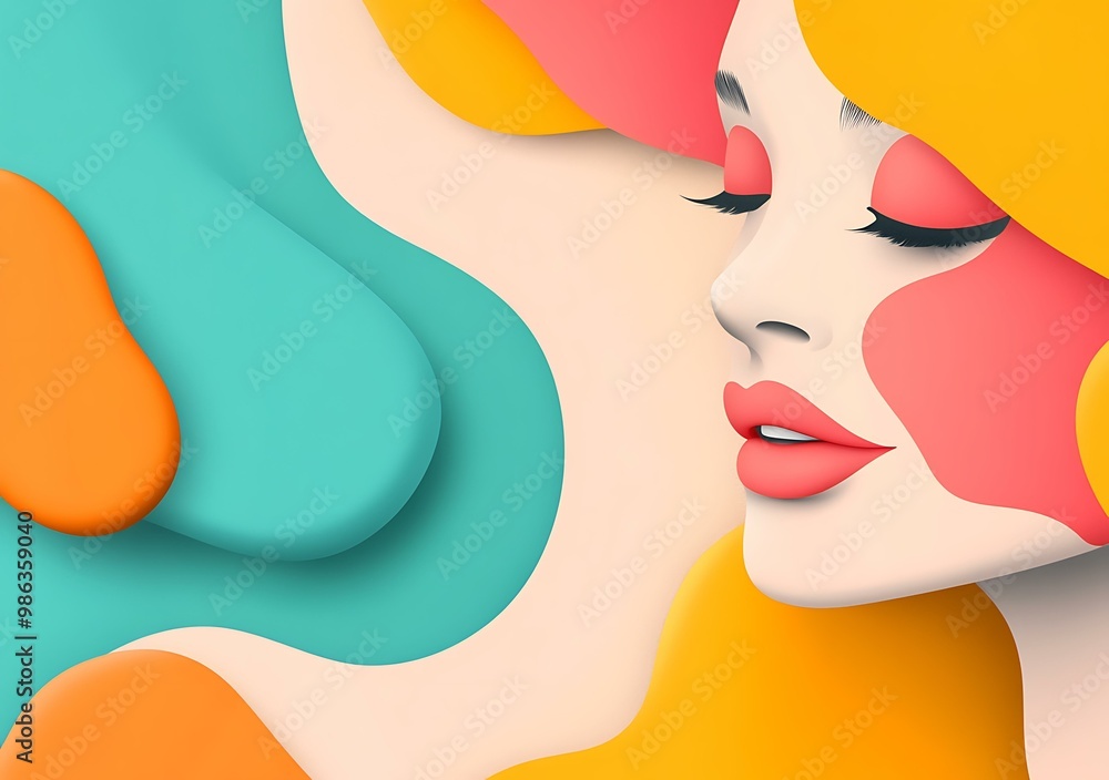 Abstract Woman with Colorful Shapes Abstract Woman with Colorful Shapes
