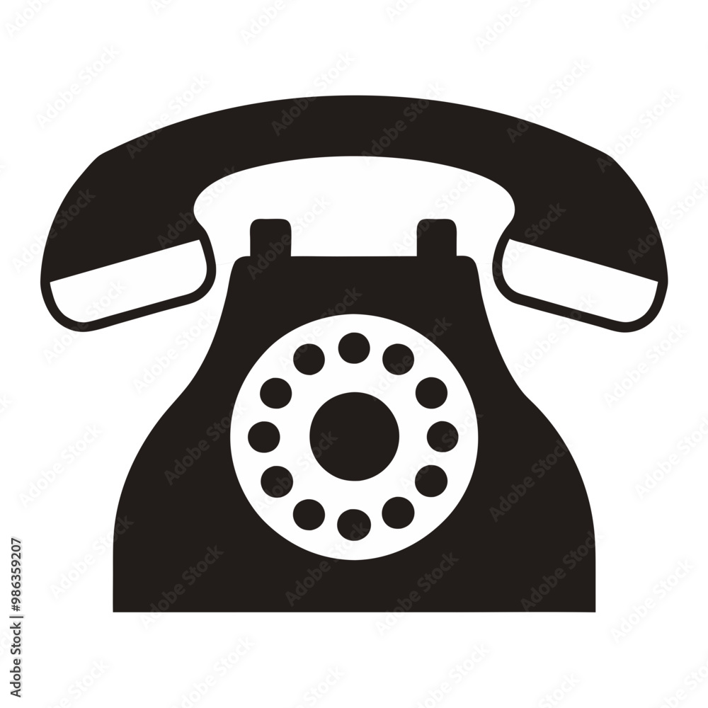 Analog telephone set silhouette vector art with white background Analog telephone set silhouette vector art with white background