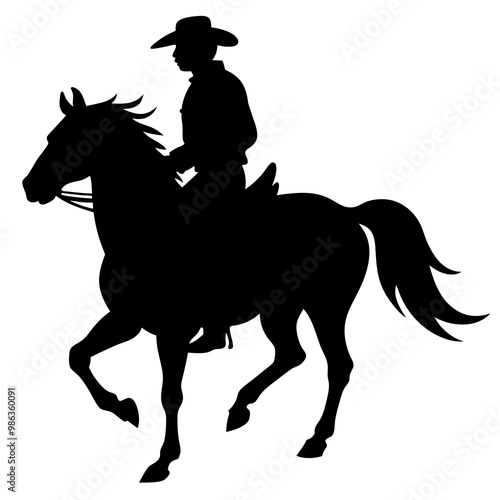 Horseman Silhouette Style Vector Illustration