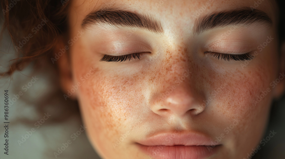Close-up of a person's face with eyes closed, breathing deeply, calm expression, Close-up of a person's face with eyes closed, breathing deeply, calm expression,