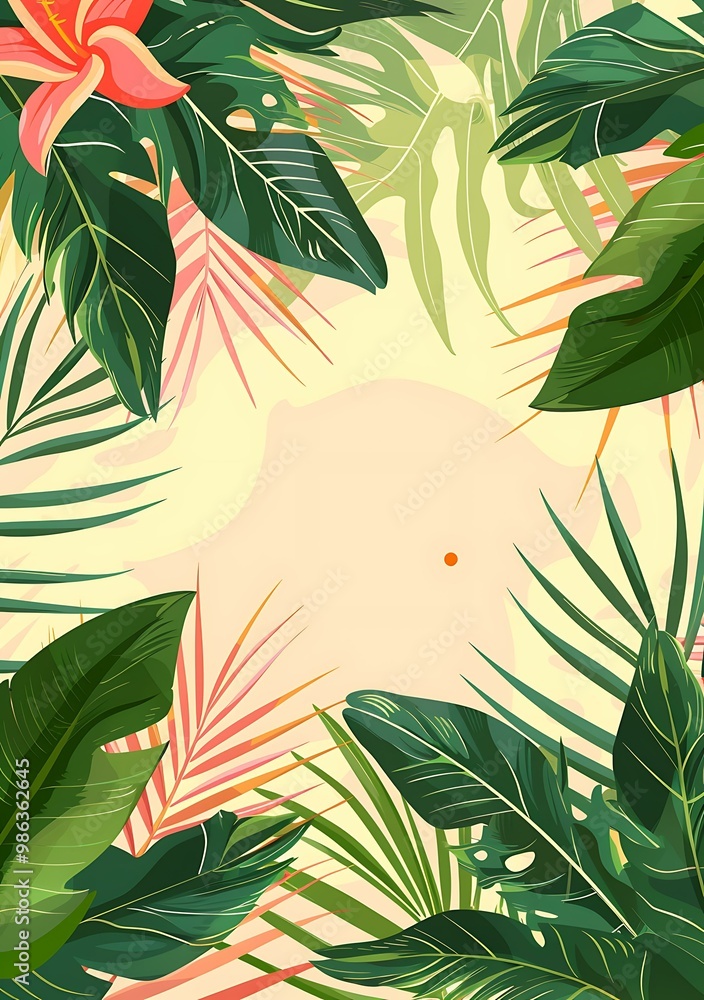 Tropical Leaves Border Background Tropical Leaves Border Background