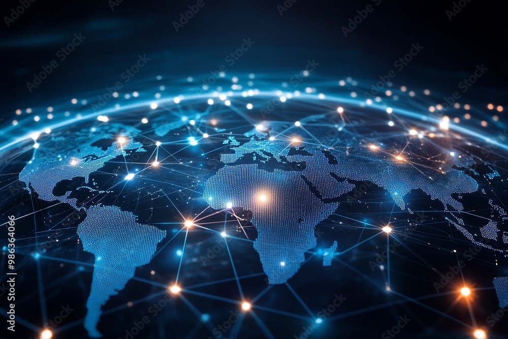 Global network connections across continents Global network connections across continents