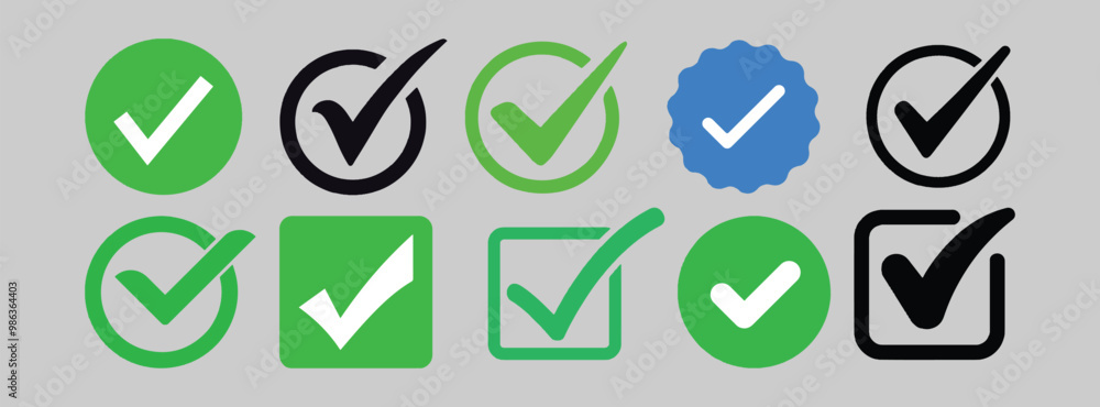 10 Set of Checkmark icon Green silhouette vector style with white background 10 Set of Checkmark icon Green silhouette vector style with white background