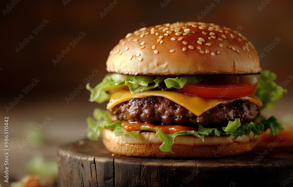 hamburger on a wooden background hamburger on a wooden background
