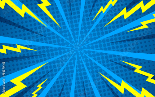 Comic blue background with thunder