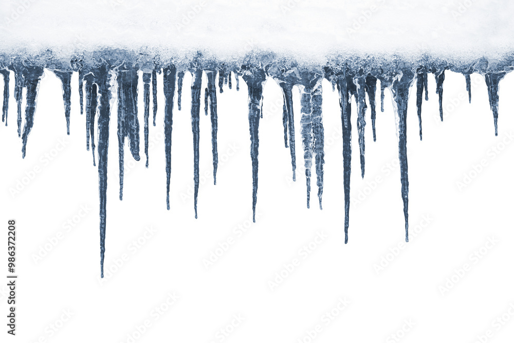 Long icicles on isolated background for overlaying on a dark background. Long icicles on isolated background for overlaying on a dark background.