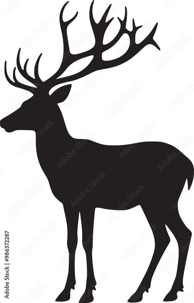 Obraz premium Black silhouette of a deer illustration 